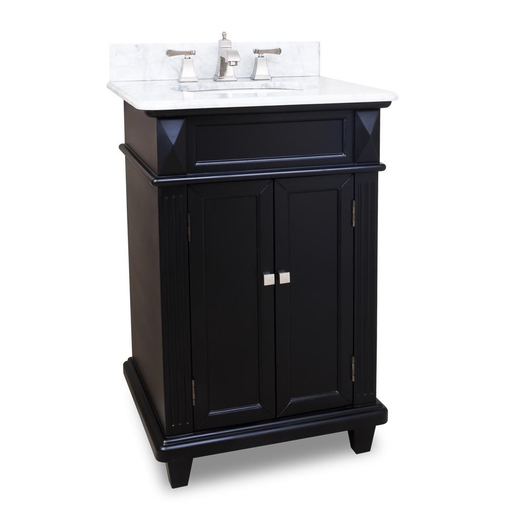 Jupiter Small Espresso Bathroom Vanity with White Marble Top