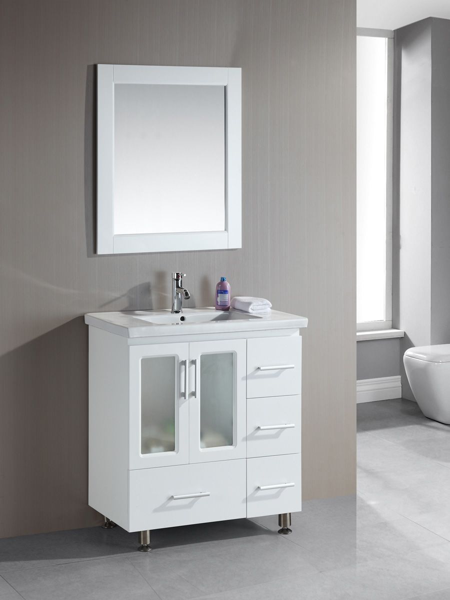 16-inch Modern Pedestal Sink Vanity with Medicine Cabinet