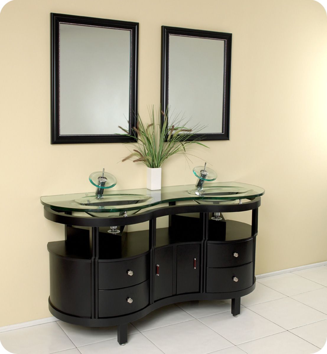 Unico Vanity with Integrated Glass Countertop