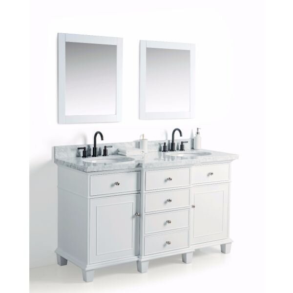60 Willowsnap Double Sink Vanity With, 60 Double Bathroom Vanity Carrara Marble Top